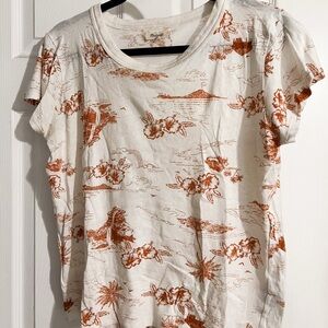 Madewell Cream Tee with Rust Floral Print